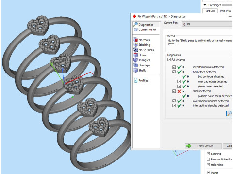 Engagement Ring heart with 3 diamonds printable STL Modelo de impresión 3D