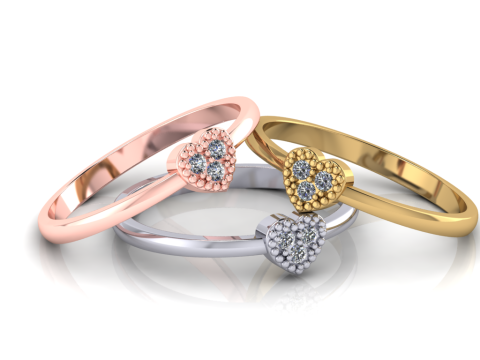 Engagement Ring heart with 3 diamonds printable STL Modelo de impresión 3D
