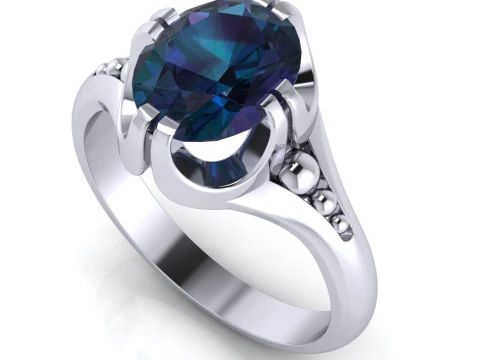 Engagement SOL ring stone oval 10x8mm Printable jewelry STL 3D Print Model