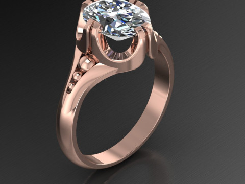 Engagement SOL ring stone oval 10x8mm Printable jewelry STL Modelo de Impressão 3D