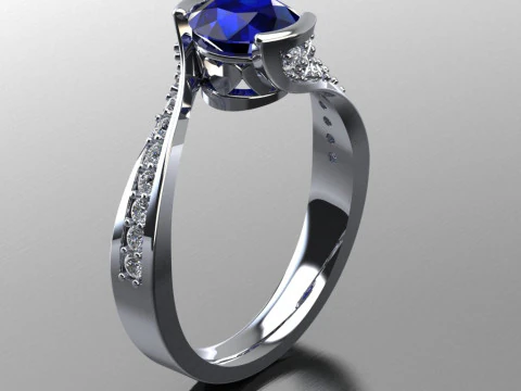 1ct 인쇄 가능한 STL 주위의 약혼 반지 하트 3D 프린트 모델