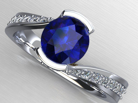 Engagement Ring hearts around 1ct printable STL 3Dプリントモデル