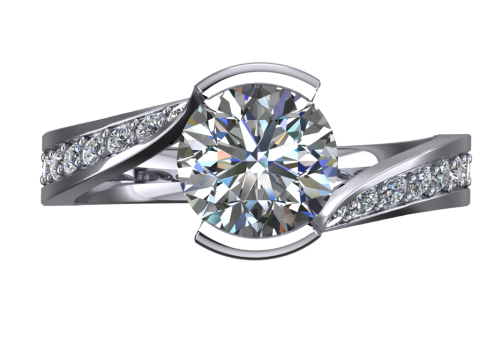 Engagement Ring hearts around 1ct printable STL 3Dプリントモデル