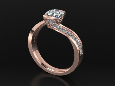 Engagement Ring hearts around 1ct printable STL 3Dプリントモデル