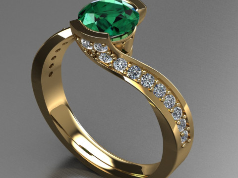 Engagement Ring hearts around 1ct printable STL 3Dプリントモデル