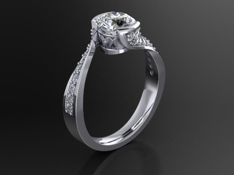 Engagement Ring hearts around 1ct printable STL 3Dプリントモデル