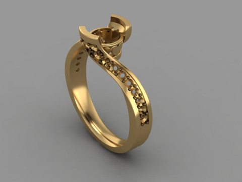 Engagement Ring hearts around 1ct printable STL 3Dプリントモデル