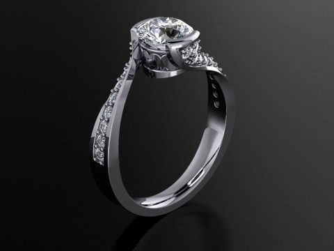 Engagement Ring hearts around 1ct printable STL 3Dプリントモデル
