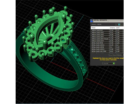 Jewelry engagement ring - stone marquise 12x6mm - Printable STL 3D Print Model
