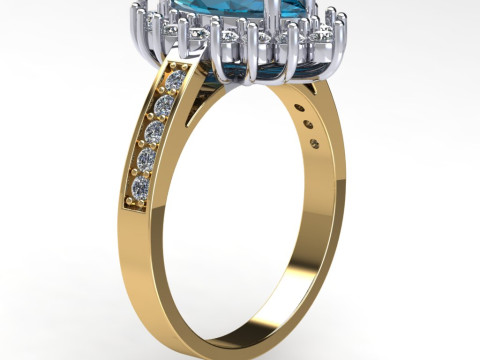 Jewelry engagement ring - stone marquise 12x6mm - Printable STL 3D Baskı Modeli