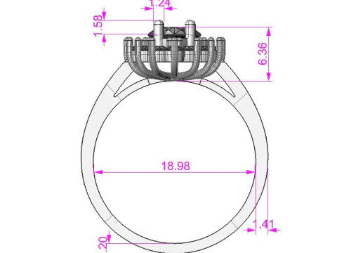 Jewelry engagement ring - stone marquise 12x6mm - Printable STL 3D Print Model