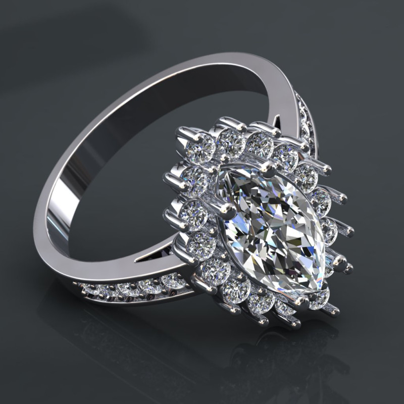 Jewelry engagement ring - stone marquise 12x6mm - Printable STL 3D Baskı Modeli .c4d .max .obj .3ds .fbx .stl .blend