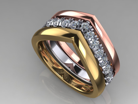 Engagement Ring 3 check marks 3D printing FILE 3D Принт Модель