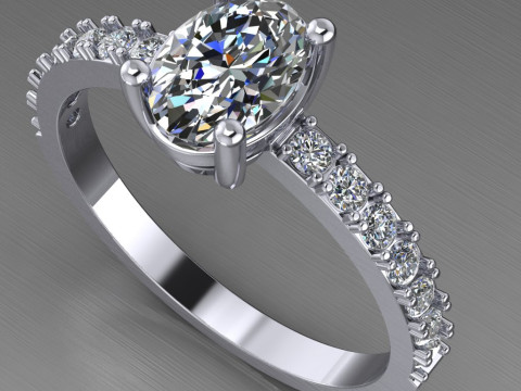 Engagement SOL ring -oval 07ct -ready to 3d print Model do druku 3D