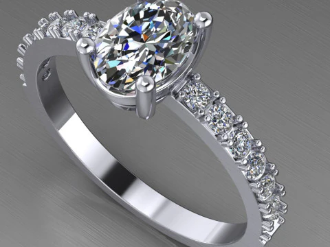Engagement SOL ring -oval 07ct -ready to 3d print 3D Print Model