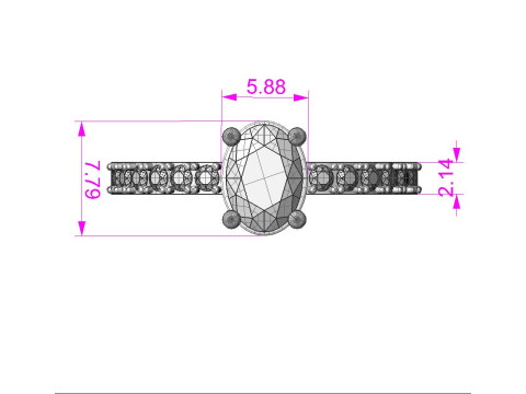 Engagement SOL ring -oval 07ct -ready to 3d print 3D 프린트 모델