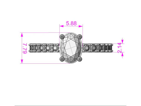 Engagement SOL ring -oval 07ct -ready to 3d print 3D Print Model