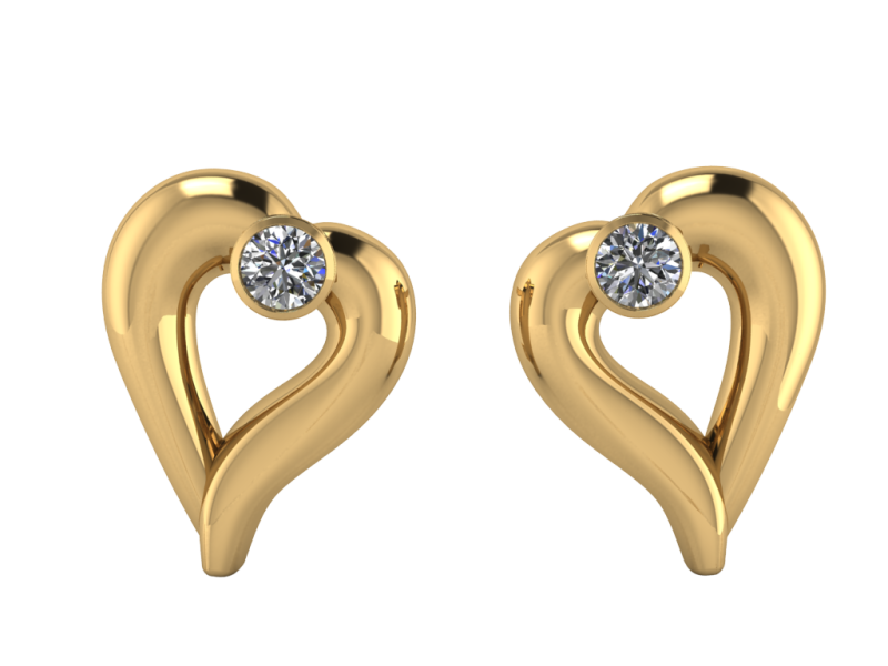 Earrings heart with diamonds 055ct - ready to print 3D प्रिंट मॉडल .c4d .max .obj .3ds .fbx .stl .blend