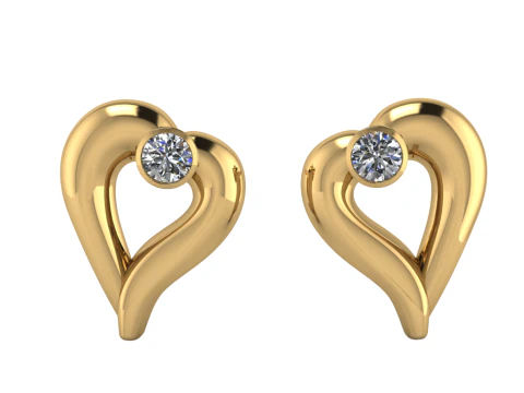 Earrings heart with diamonds 055ct - ready to print 3D Print Model