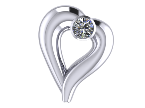 Earrings heart with diamonds 055ct - ready to print 3D प्रिंट मॉडल