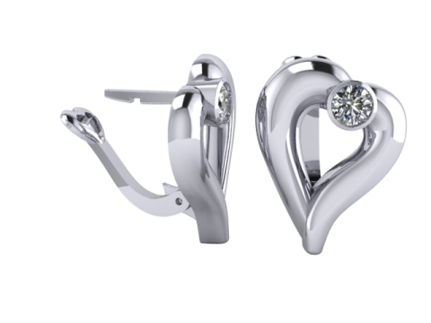 Earrings heart with diamonds 055ct - ready to print 3D प्रिंट मॉडल