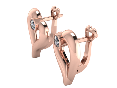 Earrings heart with diamonds 055ct - ready to print 3D प्रिंट मॉडल