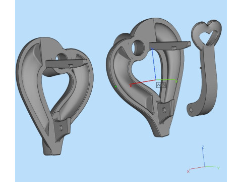 Earrings heart with diamonds 055ct - ready to print 3D प्रिंट मॉडल