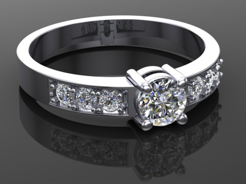 Engagement SOL ring -05ct - printable STL 3D Print Model
