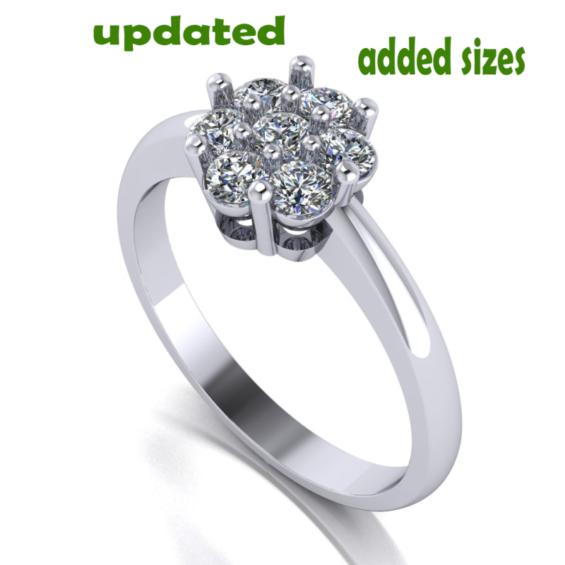 Printable STL jewelry engagement ring round flower 3D Print Model .c4d .max .obj .3ds .fbx .stl .blend 