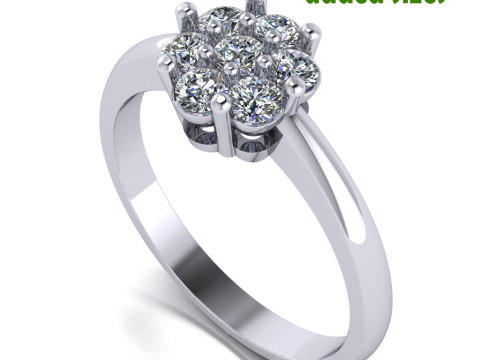 Printable STL jewelry engagement ring round flower 3D Print Model