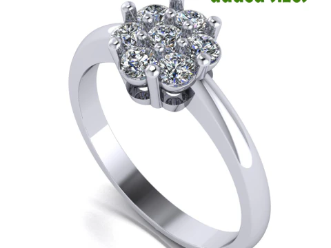 Ювелирное обручальное кольцо STL с круглым цветком для печати 3D Принт Модель