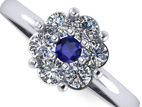 Printable STL jewelry engagement ring round flower 3D Print Model