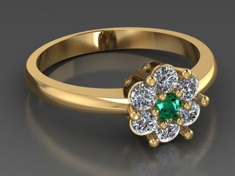 Printable STL jewelry engagement ring round flower 3D Print Model