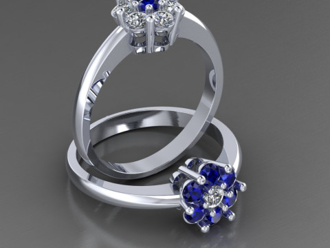 Printable STL jewelry engagement ring round flower 3D Print Model