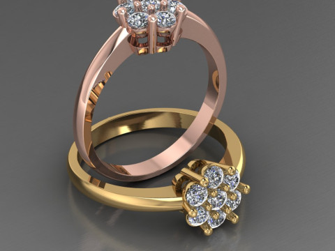 Printable STL jewelry engagement ring round flower 3D Print Model