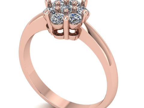 Printable STL jewelry engagement ring round flower 3D Print Model