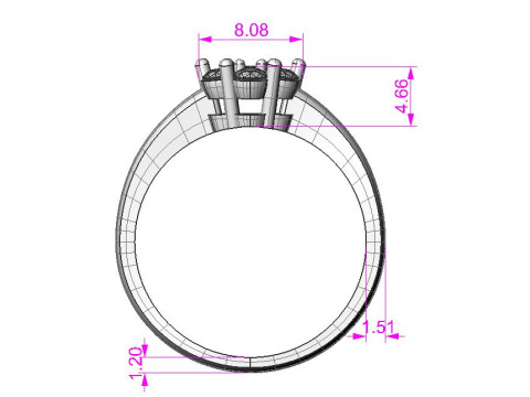Printable STL jewelry engagement ring round flower 3D Print Model