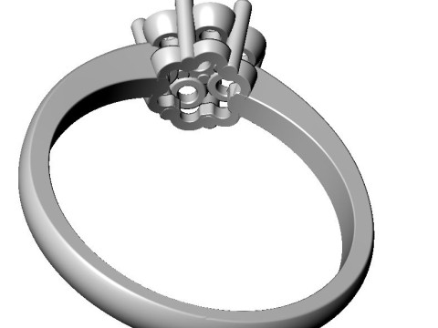 Printable STL jewelry engagement ring round flower 3D Print Model