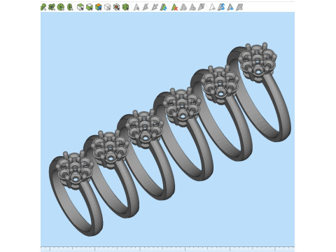 Printable STL jewelry engagement ring round flower 3D Print Model