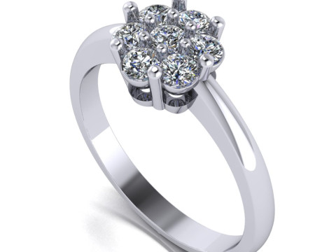 Printable STL jewelry engagement ring round flower 3D Print Model