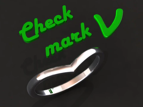 Printable jewelry Ring -check mark 3D Print Model