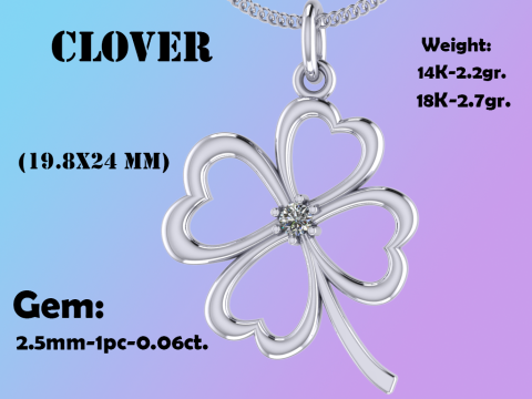 Printable Pendant Necklace or Bracelet - clover 006ct 3D Baskı Modeli