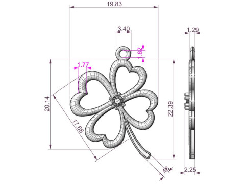 Printable Pendant Necklace or Bracelet - clover 006ct 3D Принт Модель