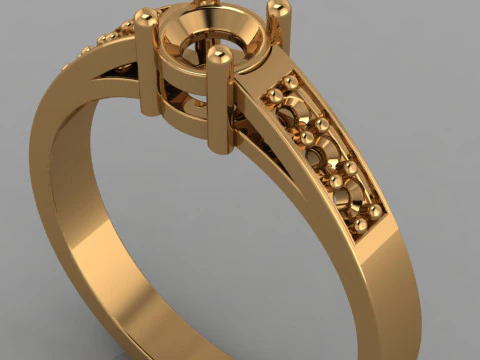 Engagement SOL ring -03ct - printable STL 3D Print Model