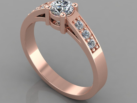 Engagement SOL ring -03ct - printable STL Model Cetak 3D