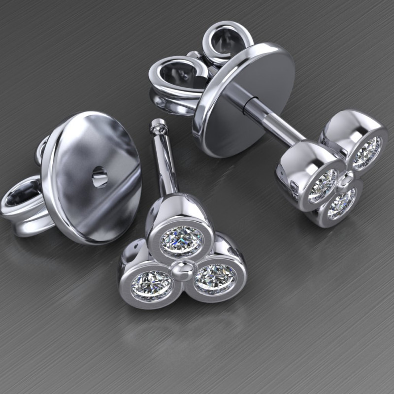 Printable Triple Earrings 3 stones x 20mm 3D-Druckmodell .c4d .max .obj .3ds .fbx .stl .blend 