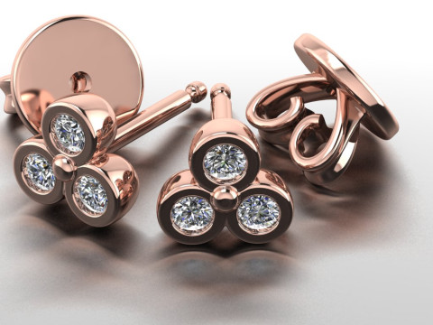 Printable Triple Earrings 3 stones x 20mm 3D-Druckmodell