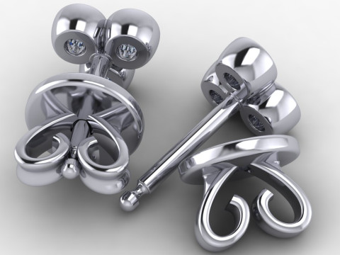 Printable Triple Earrings 3 stones x 20mm 3D-Druckmodell