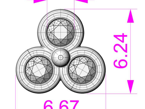 Printable Triple Earrings 3 stones x 20mm 3D-Druckmodell