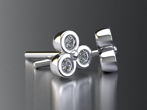Printable Triple Earrings 3 stones x 20mm 3D-Druckmodell